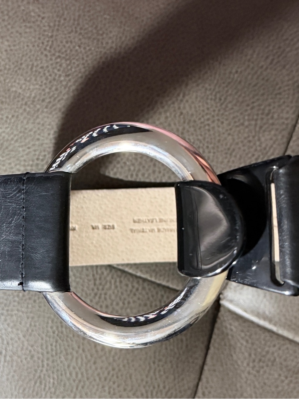 Chicos Black Leather Shoulder Bag with Silver Ring Detail - Picture 2 of 7
